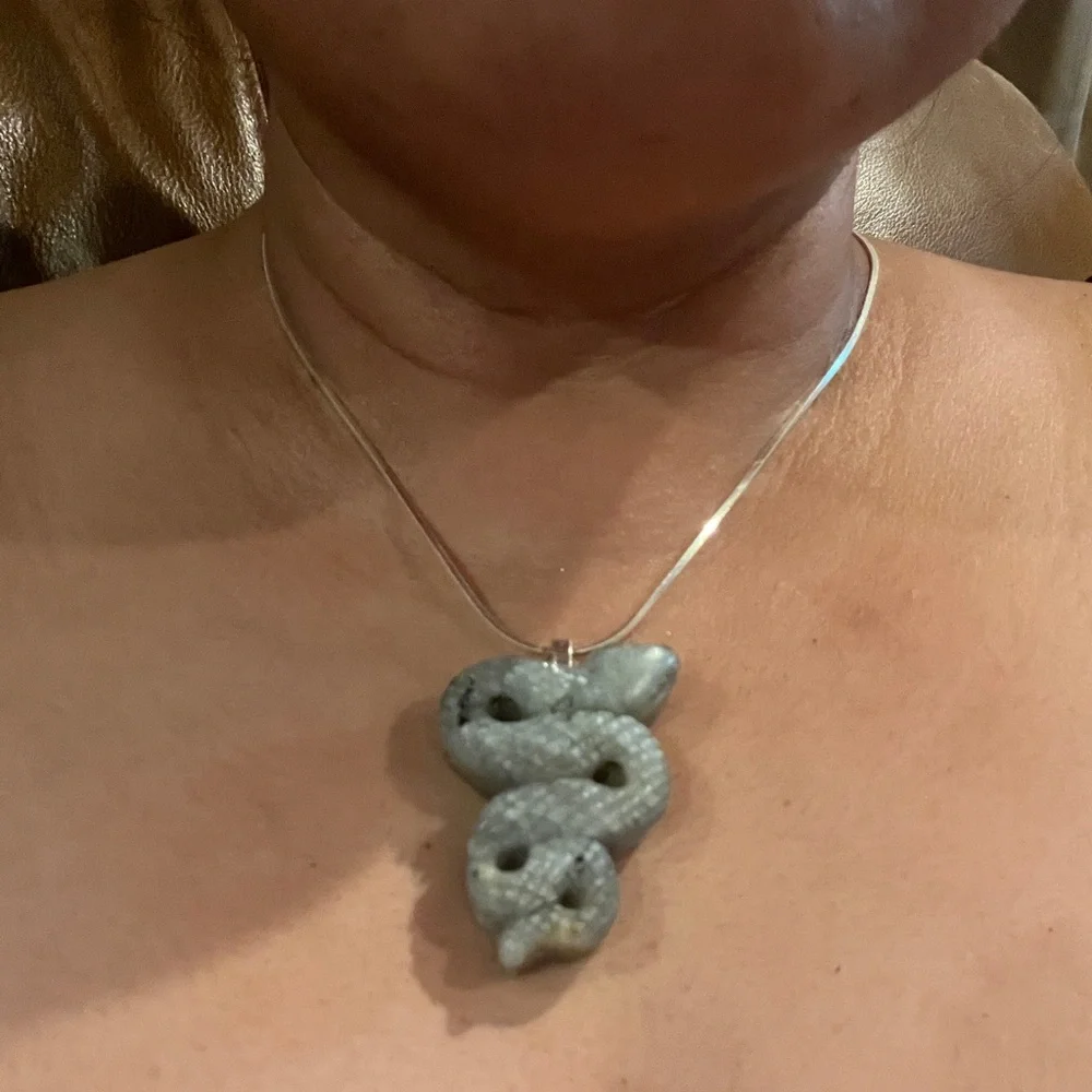 Labradorite Stone Snake Pendant